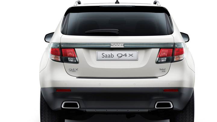 Back Pose Of 2011 Saab 9-4X In White And White Background